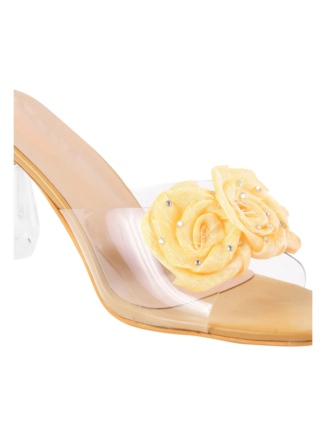 Floral Rose Transparent Heel Mules