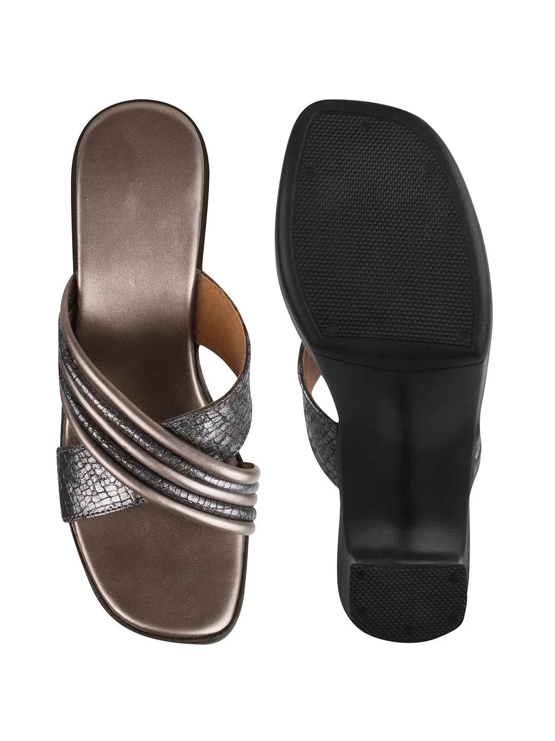 Textured Strap Statement Heels