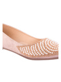 TRYME Round cut Pearl Stone Embellished Ethnic Juttis