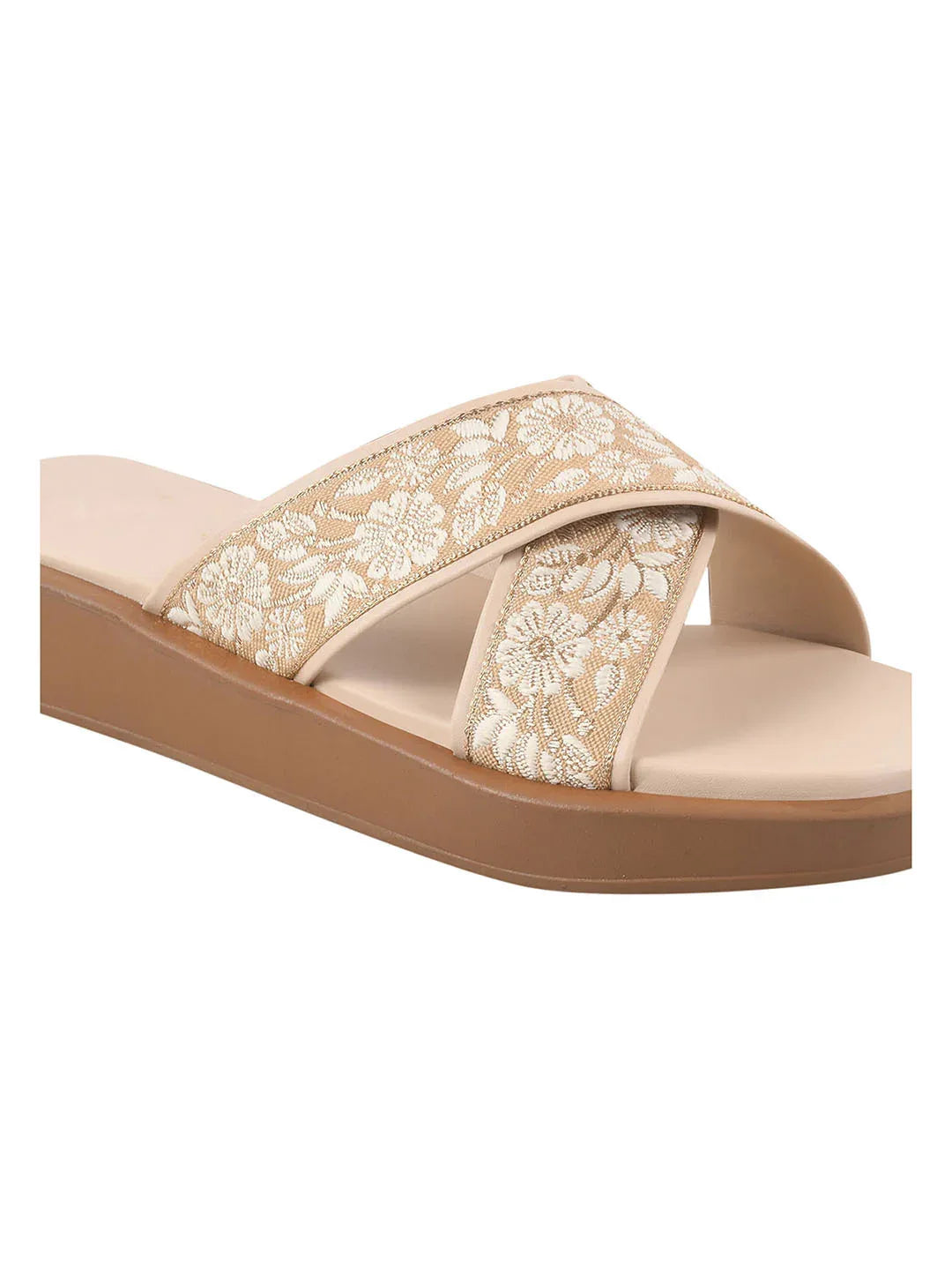 Elegant Embroidered Flat Slides