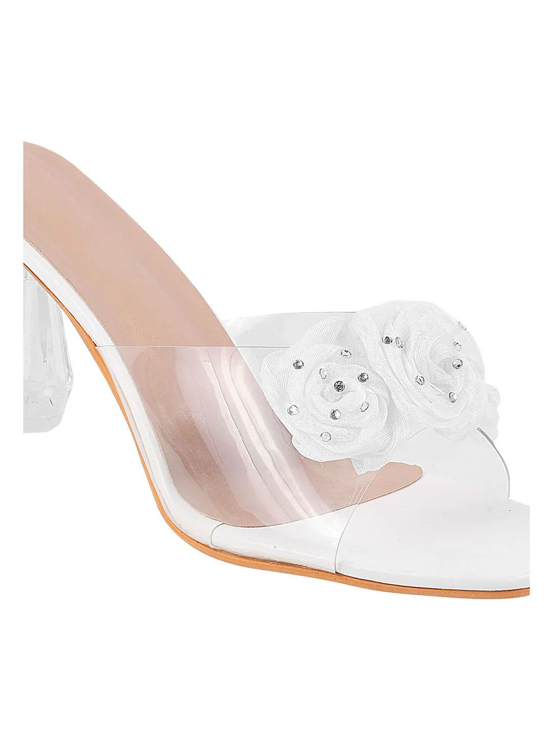 Floral Rose Transparent Heel Mules