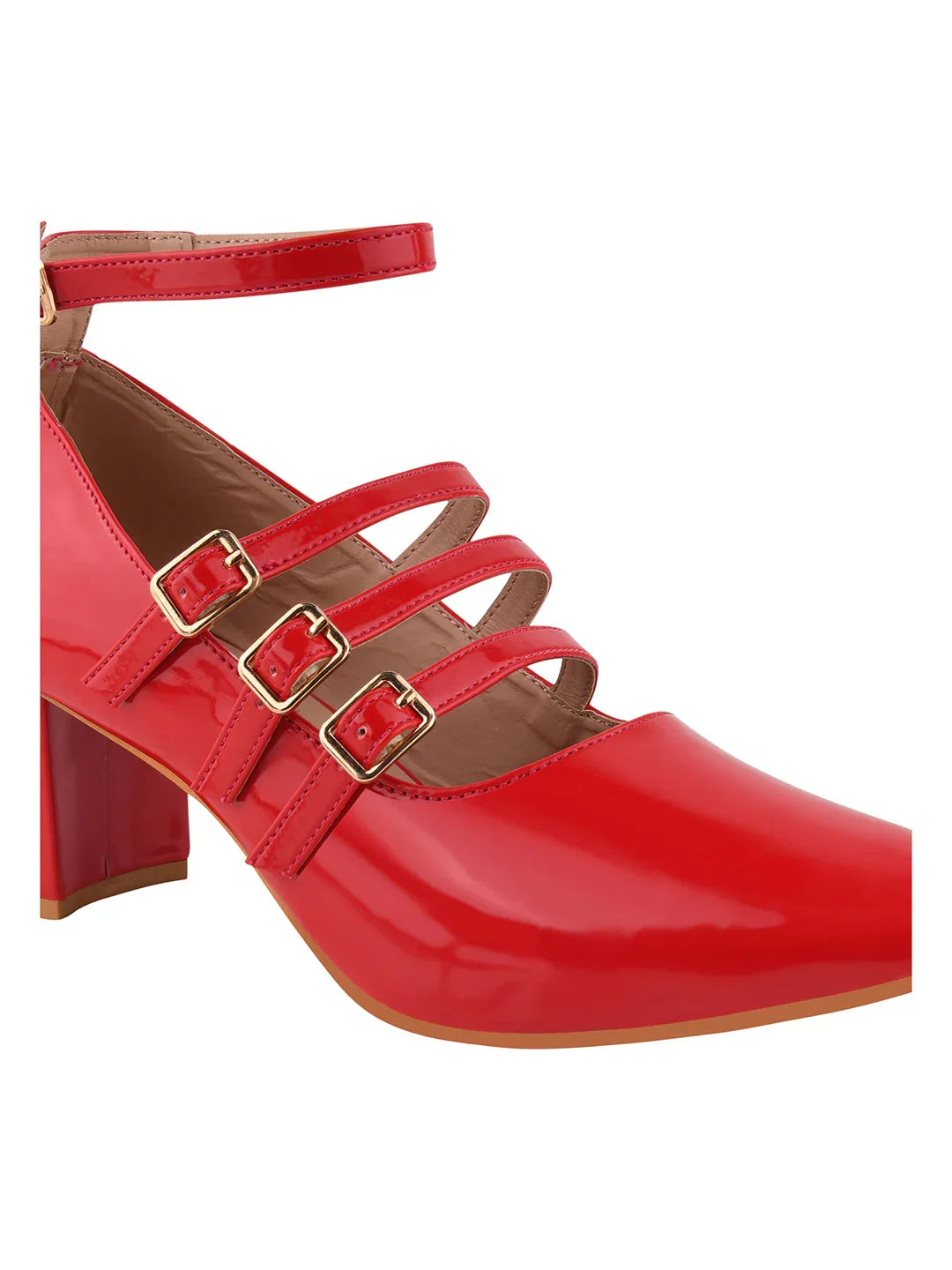 Ankle Strap Patent Block Heels