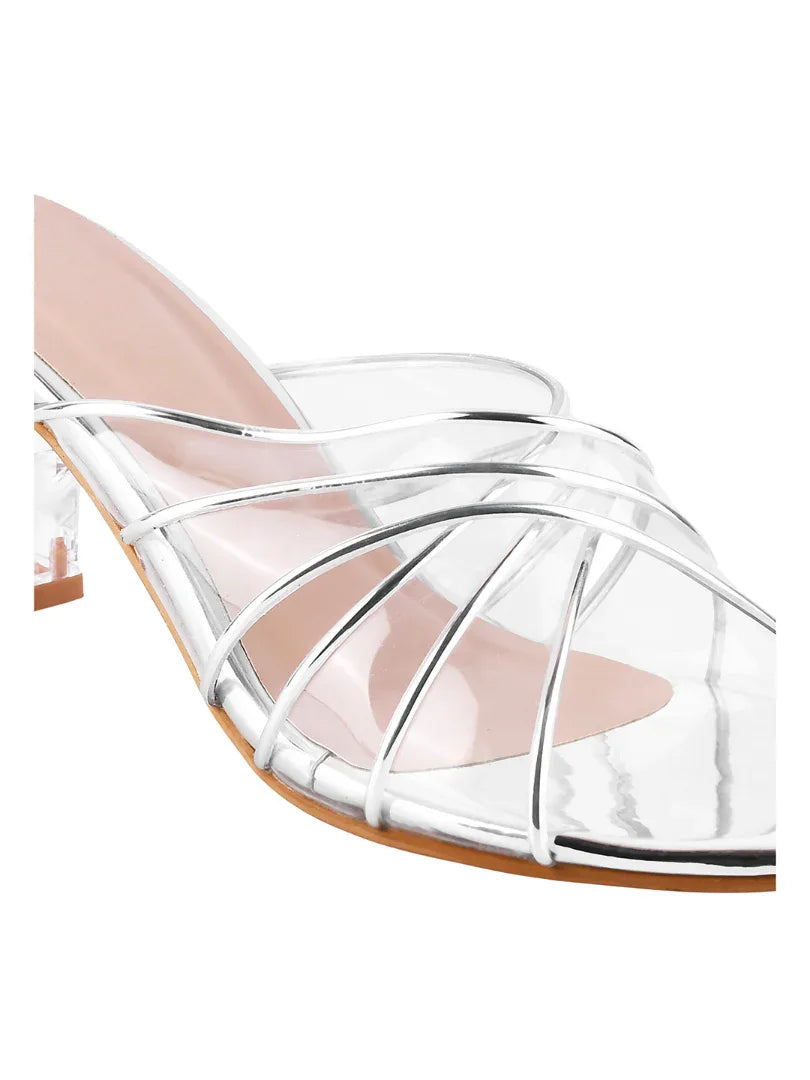 Luxe Clear Strap Block Heel Sandals