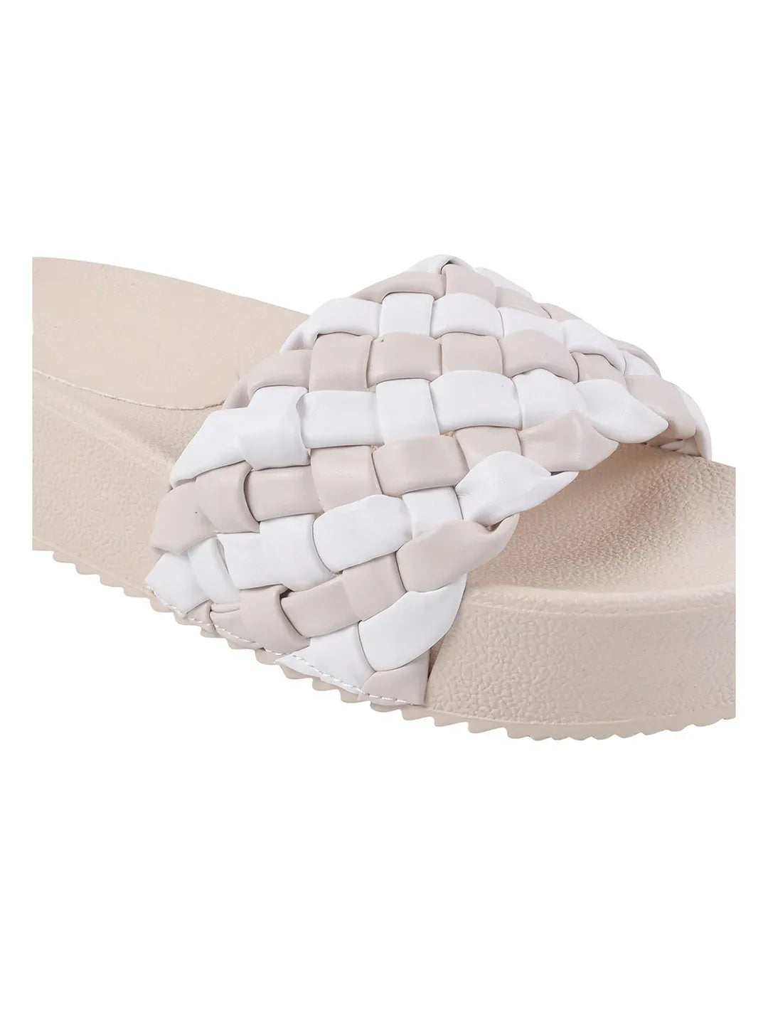 Ribbed Strap Platform Slides