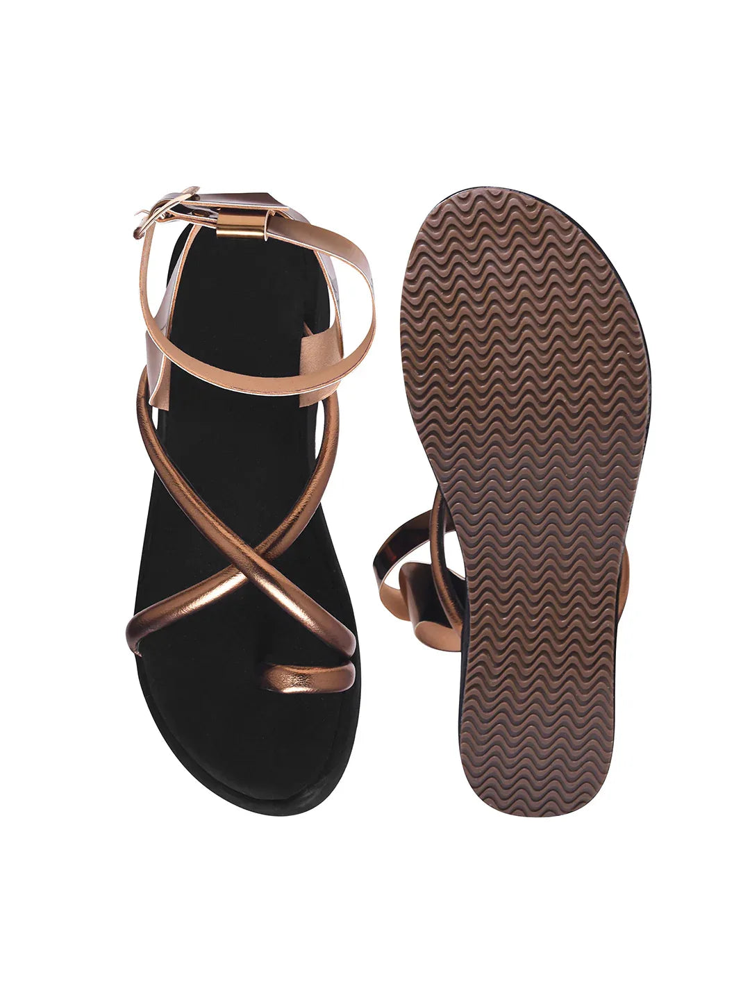 Metallic Toe-Loop Platform Sandals