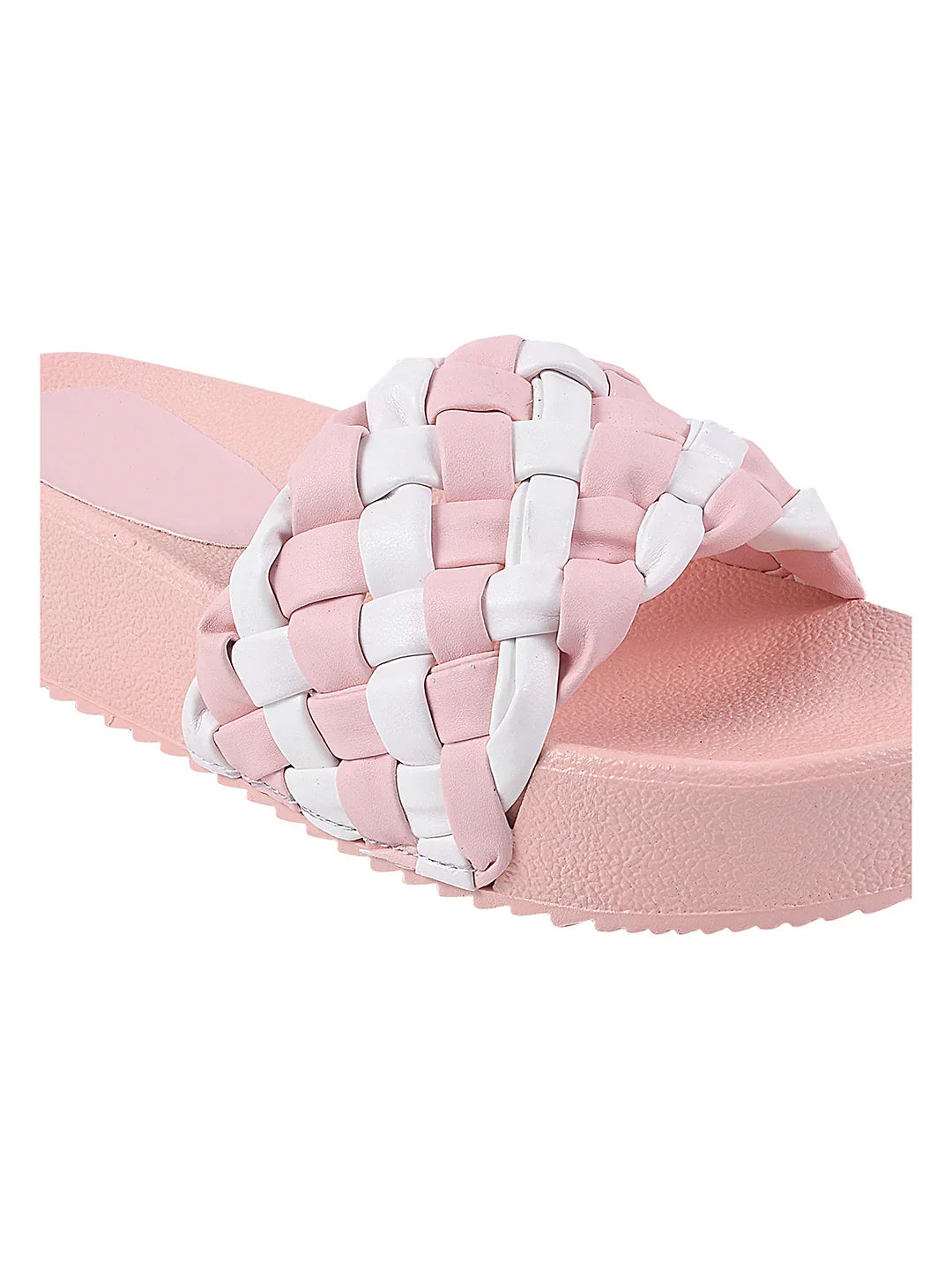 Ribbed Strap Platform Slides