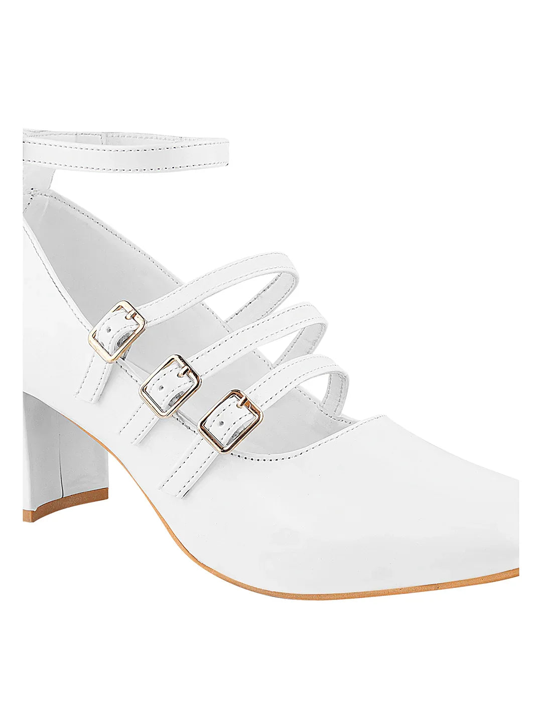 Ankle Strap Patent Block Heels