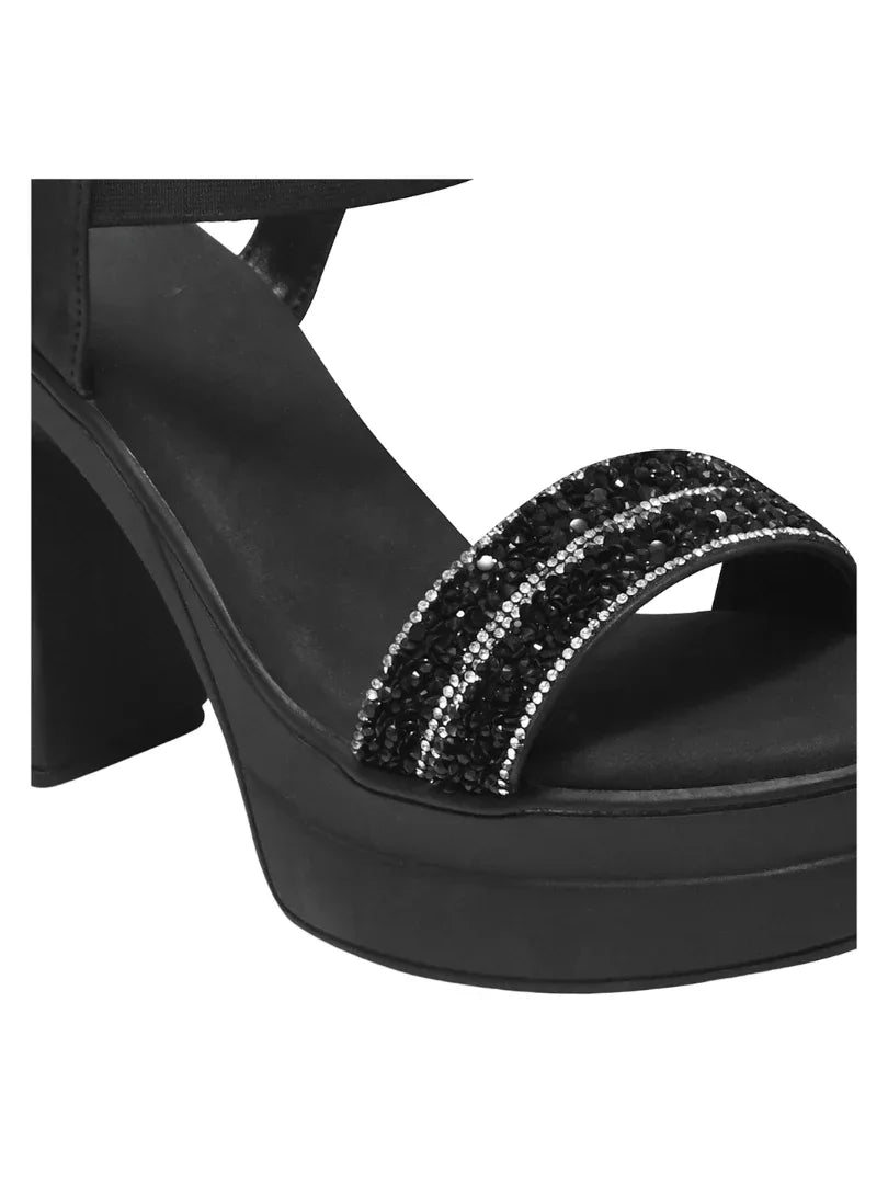 Crystal Edge Ankle Strap Heels