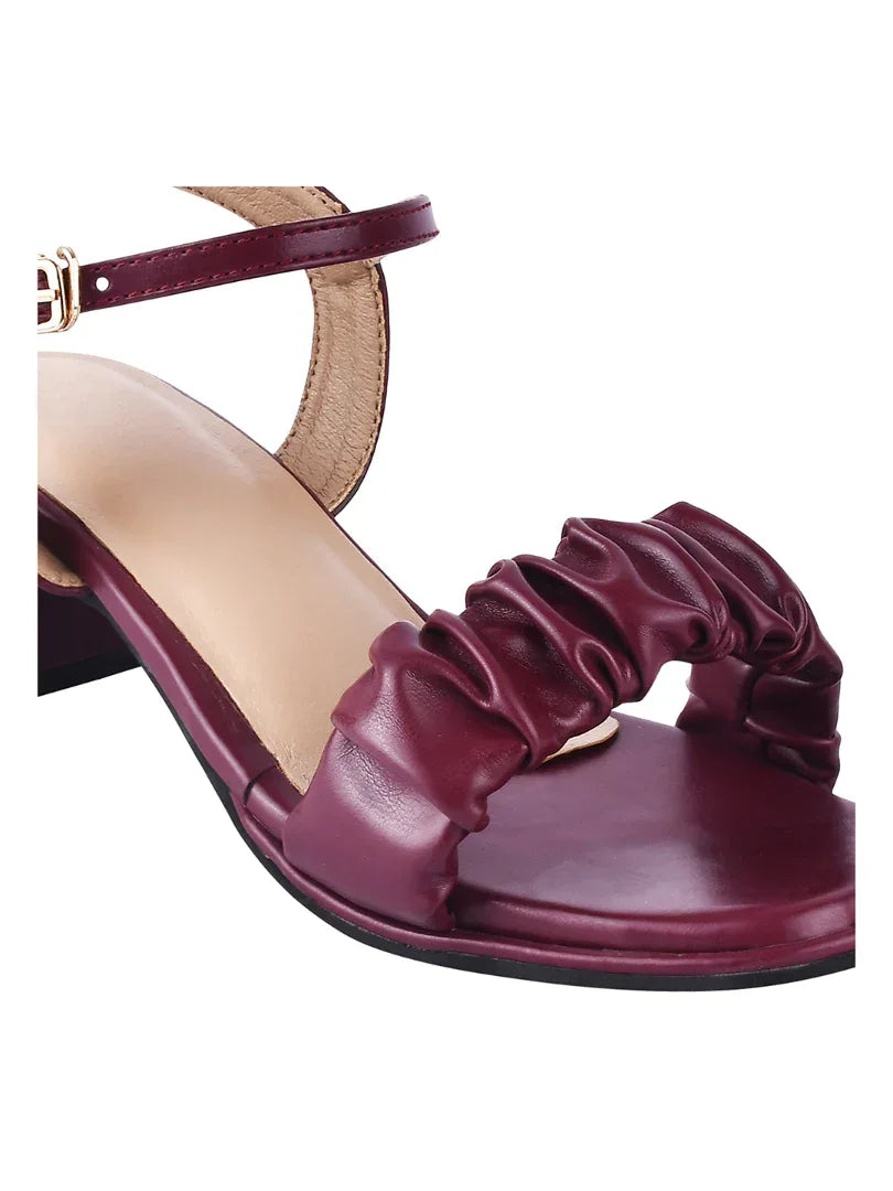 Chic Ruched Block Heel Sandals
