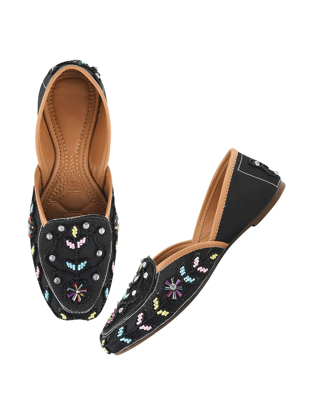 Handcrafted Zari & Stone Ethnic Wedge Juttis