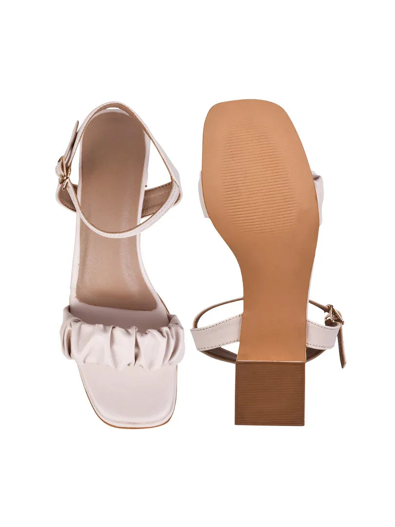 Chic Ruched Block Heel Sandals