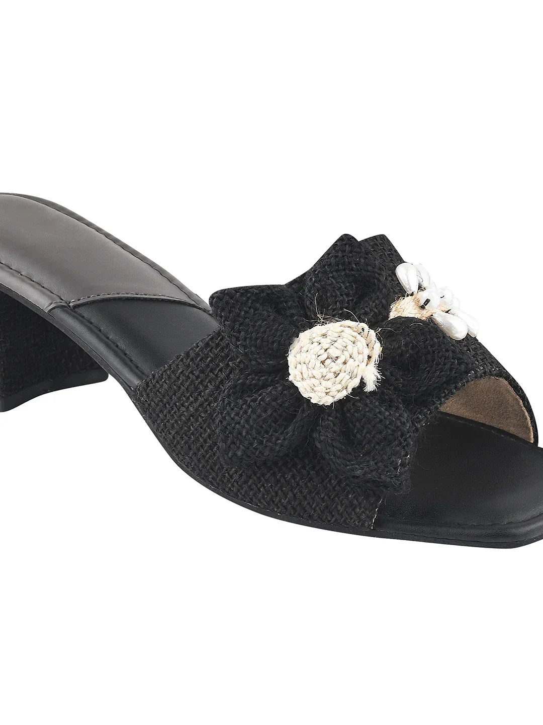 Floral Knot Fabric Block Heels