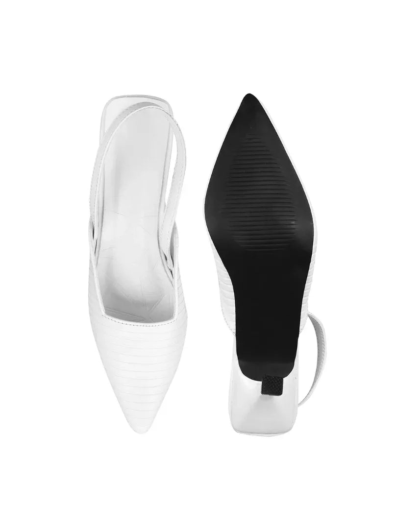Noir Ribbed Stiletto Slingbacks