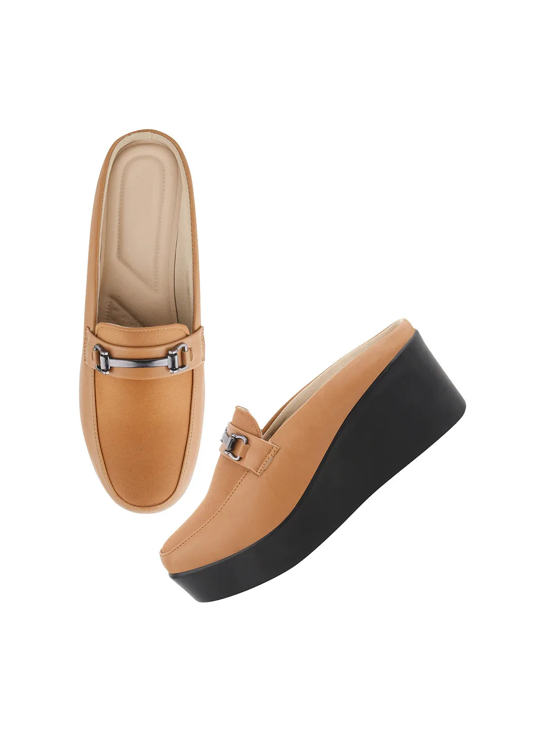 Minimal Buckle Wedge Loafers