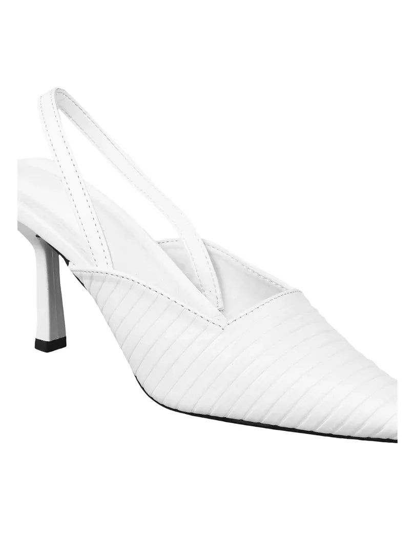 Noir Ribbed Stiletto Slingbacks