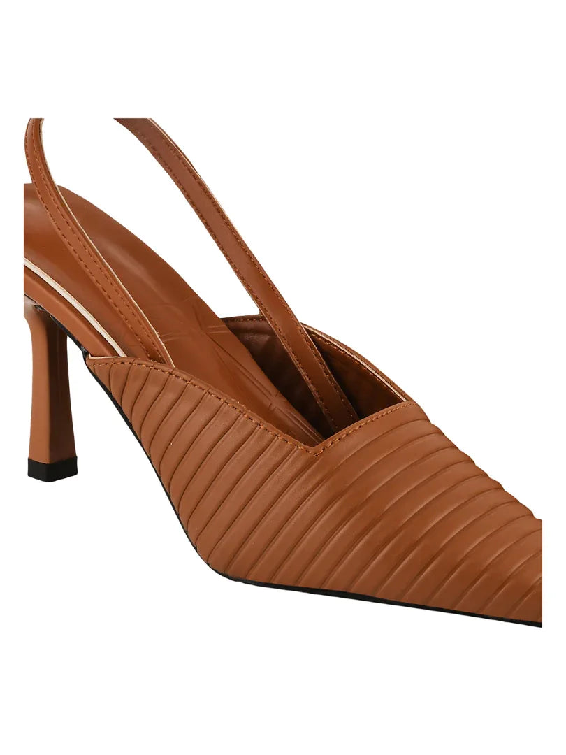 Noir Ribbed Stiletto Slingbacks