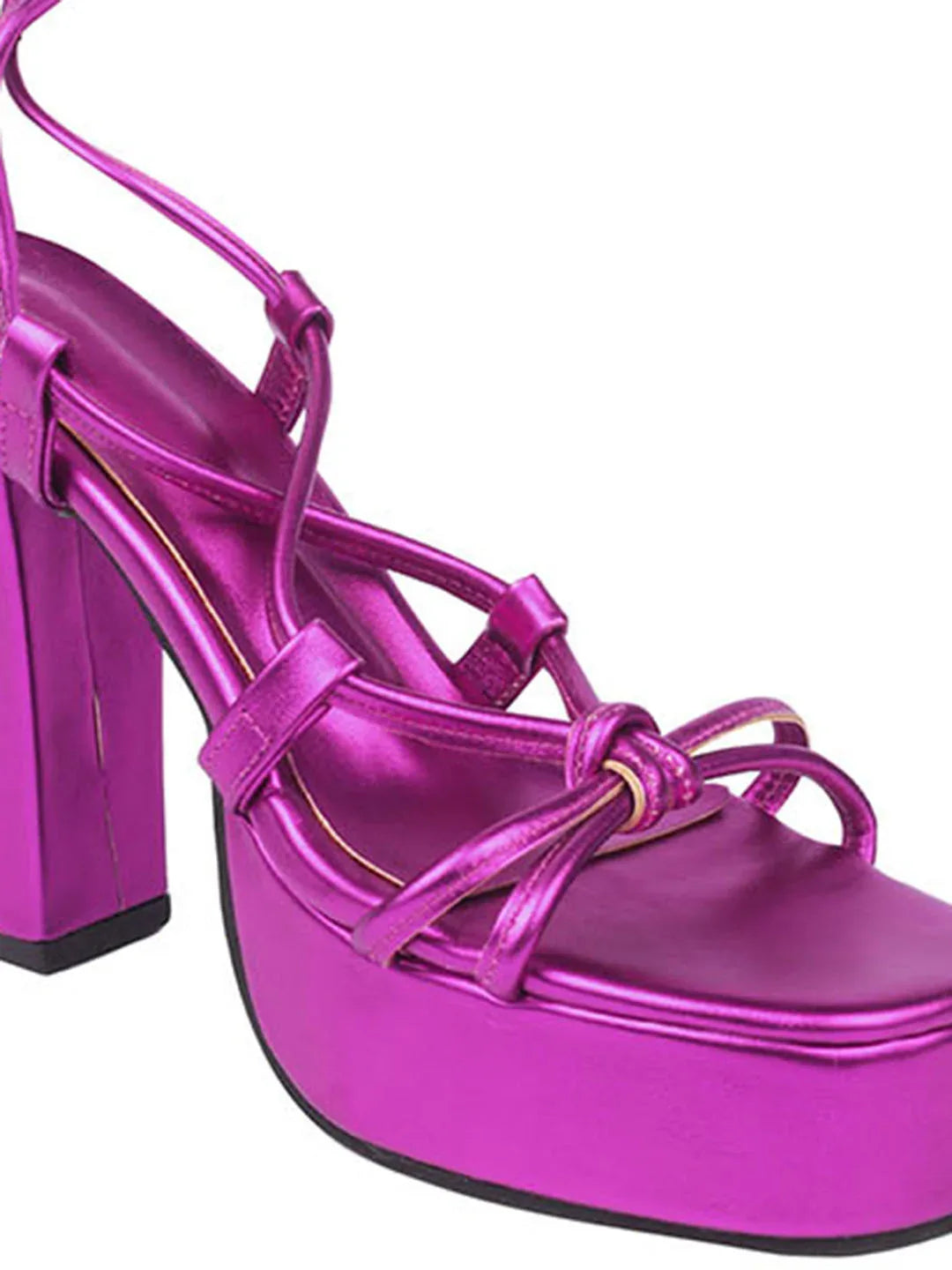 Lace-Up Platform Block Heel Sandals