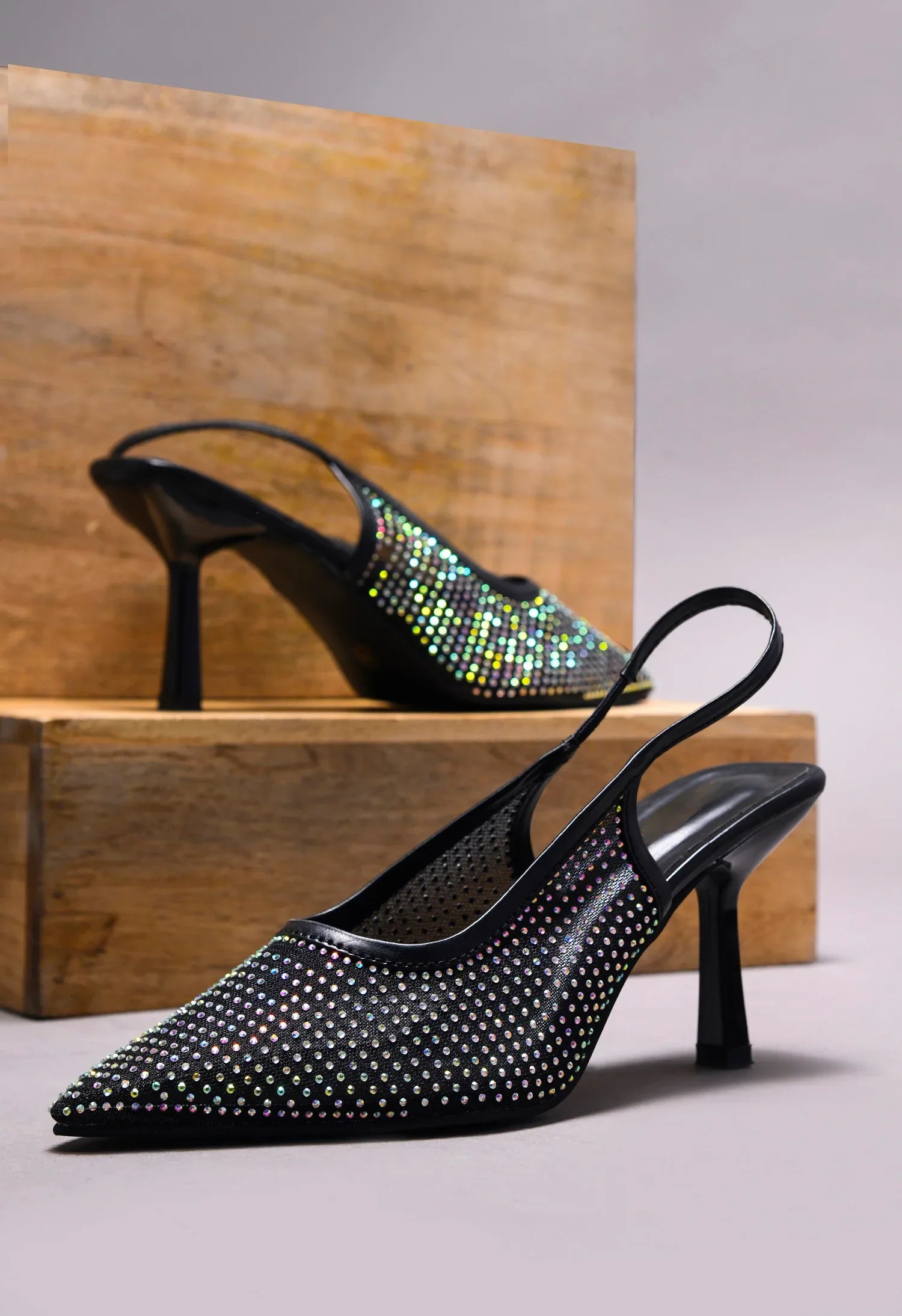 Rhinestone Detail Elegant Slingback Heels
