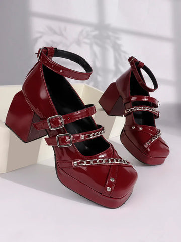 Statement Chain Accent Mary Jane Heels