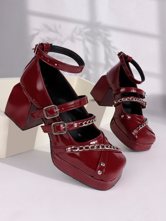Statement Chain Accent Mary Jane Heels