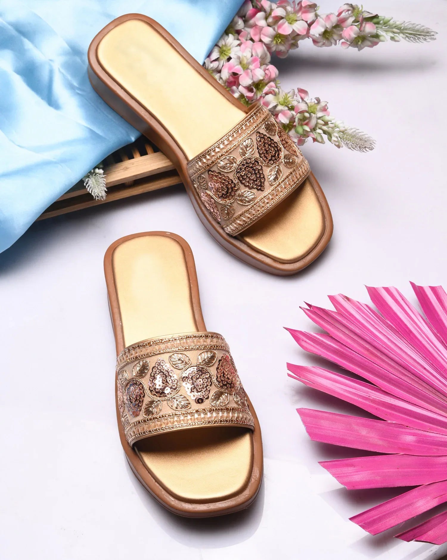 Royal Embroidery Comfort Platform Flats