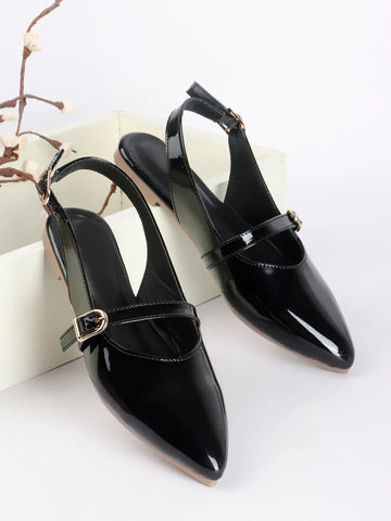 Classic Glossy Flat Mule Sandals