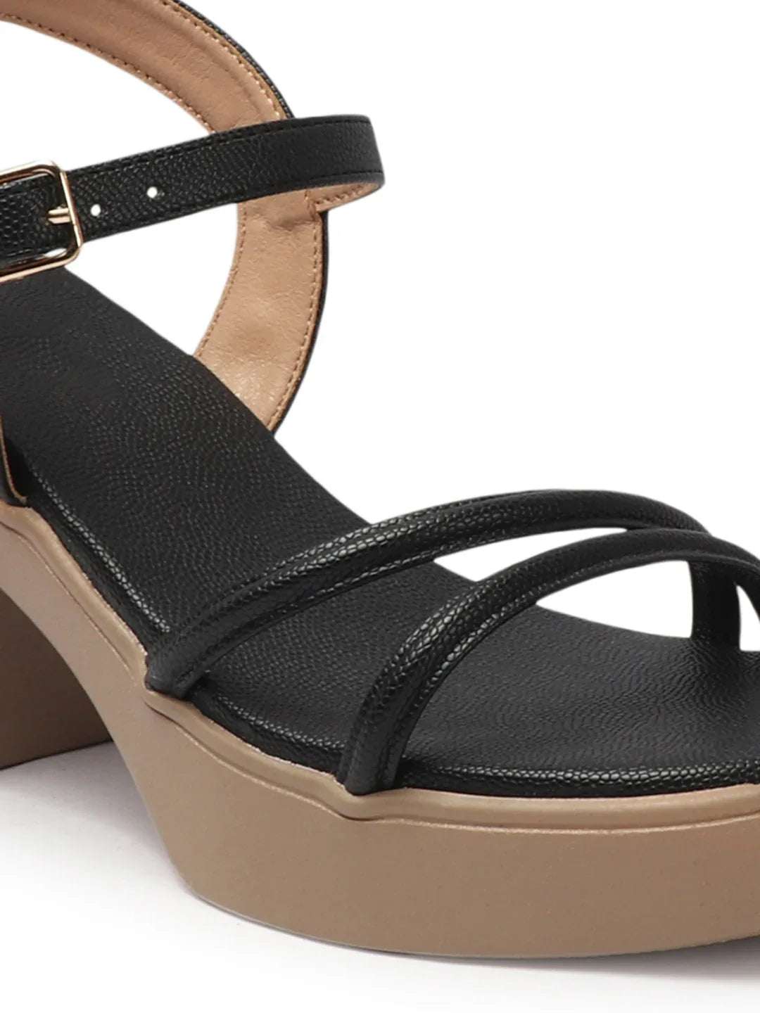 Elegant Triple-Strap Chunky Heel Sandals
