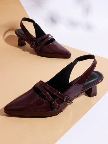 Classic Pointed Toe Strap Slingbacks