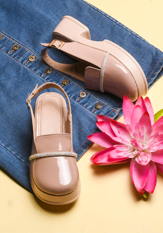 Classic Glossy Block Heel Pumps for Women