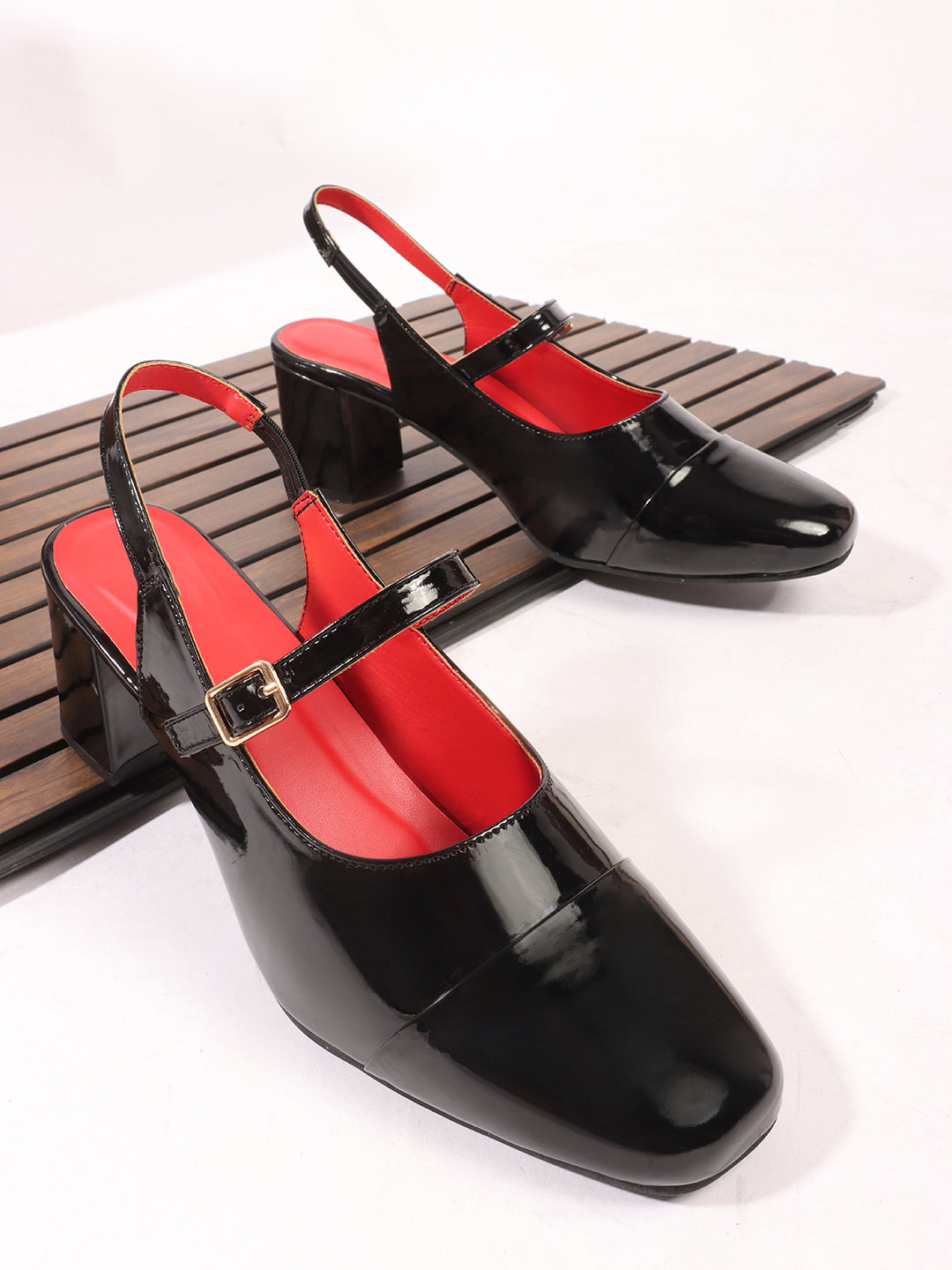 Classic Strap Detail Mid Heel Pumps