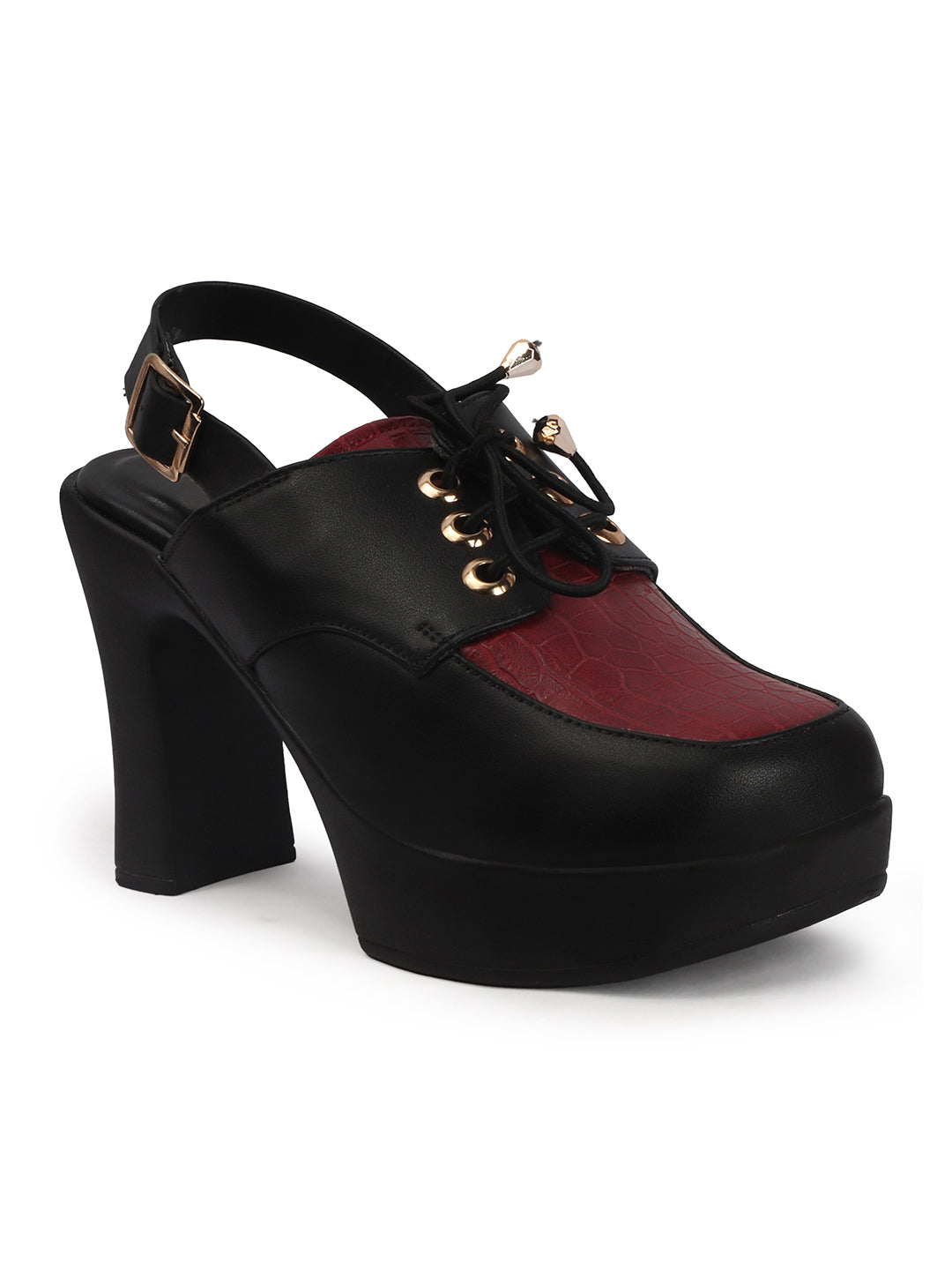 Retro Lace-Up Slingback Chunky Block Heel Pumps