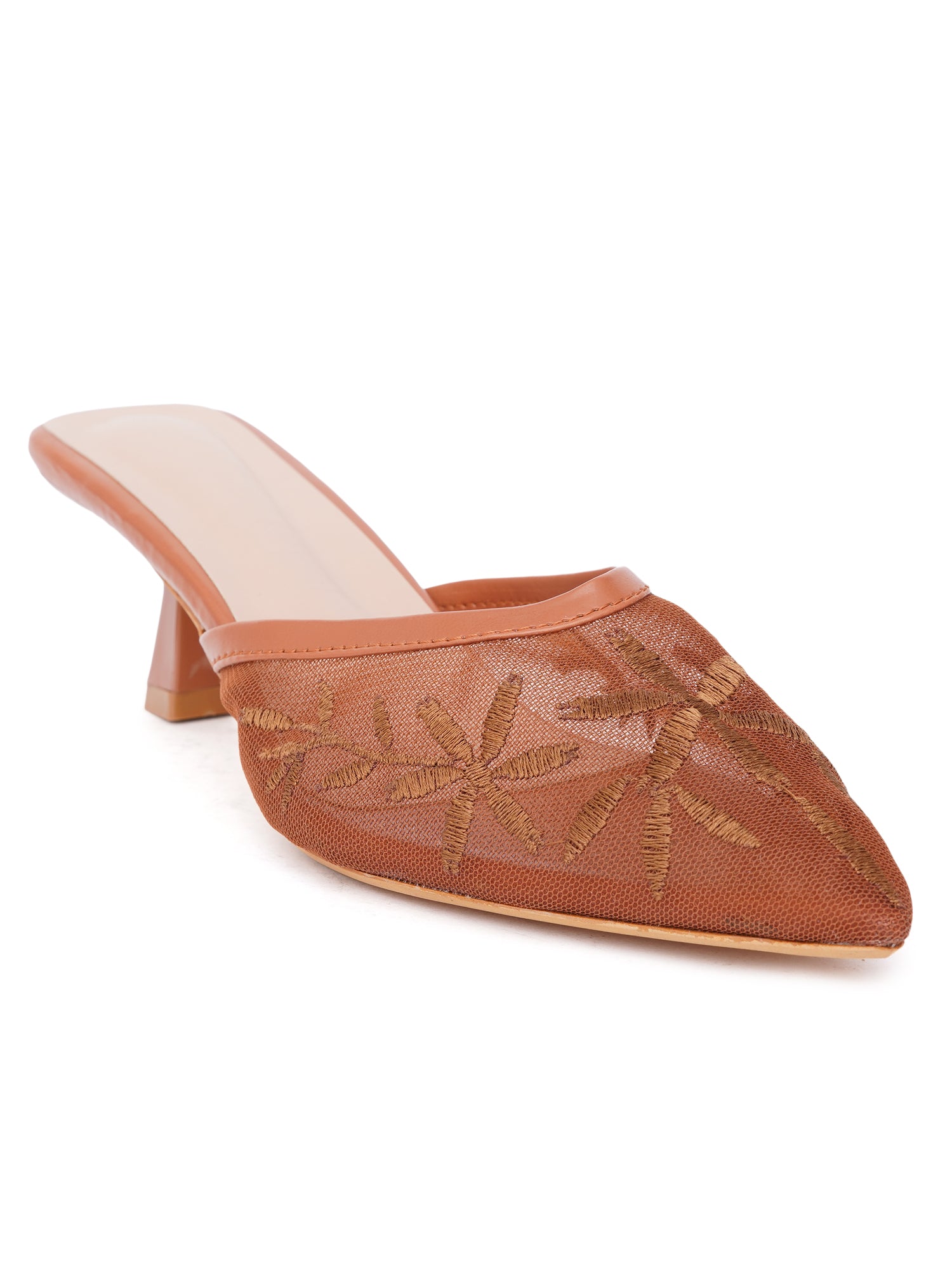 Floral Muse Embroidered Pointed Toe Heel Mules