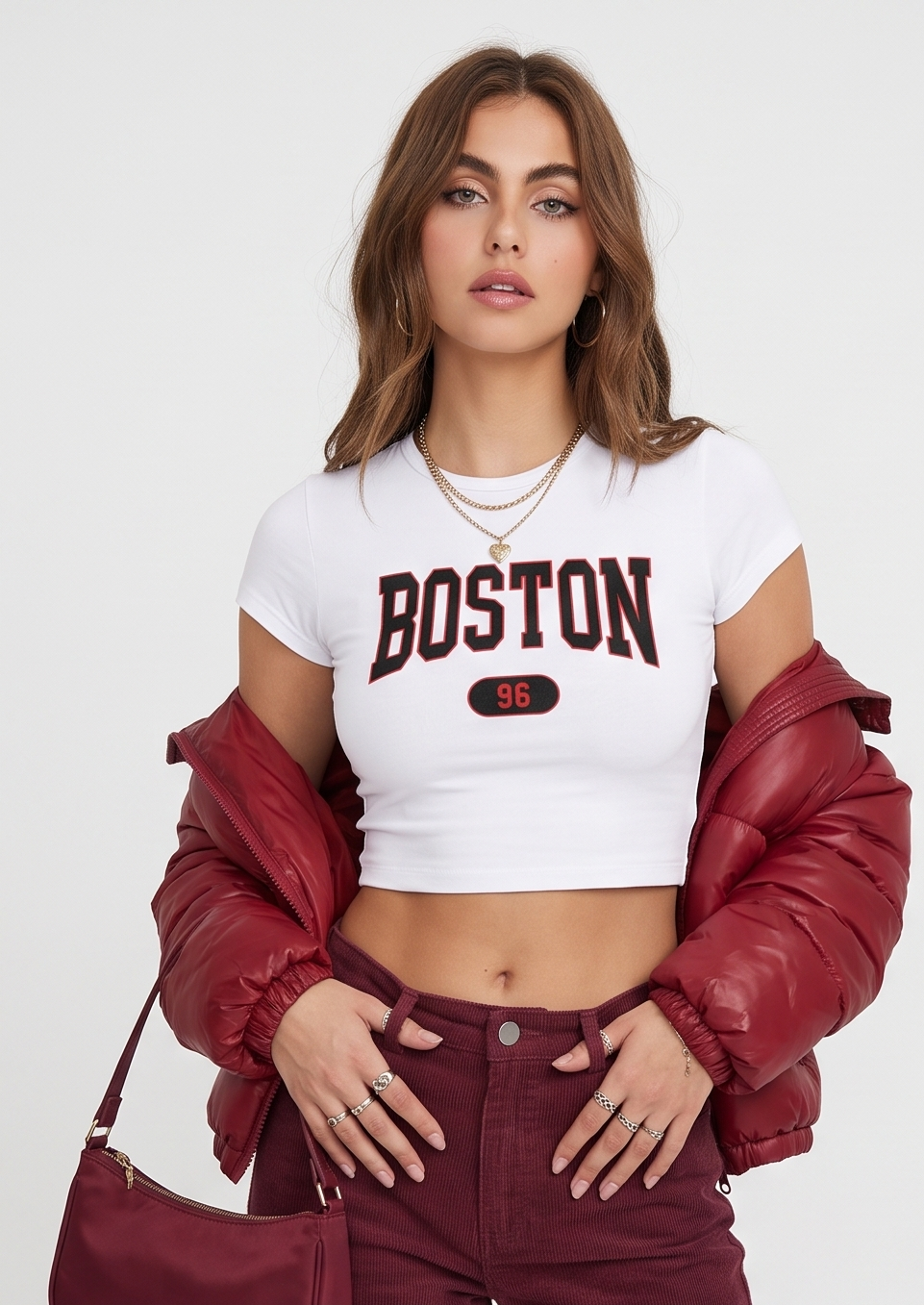Boston 96 Graphic Crop T-Shirt-White