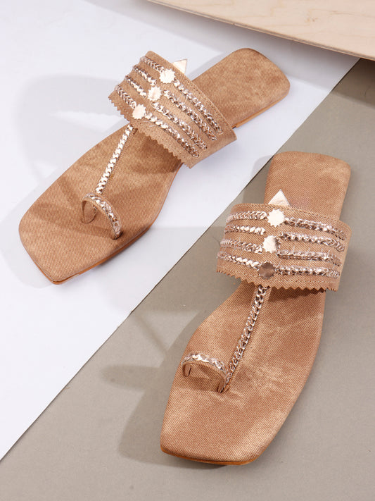 Ethnic Chain Detail Flats