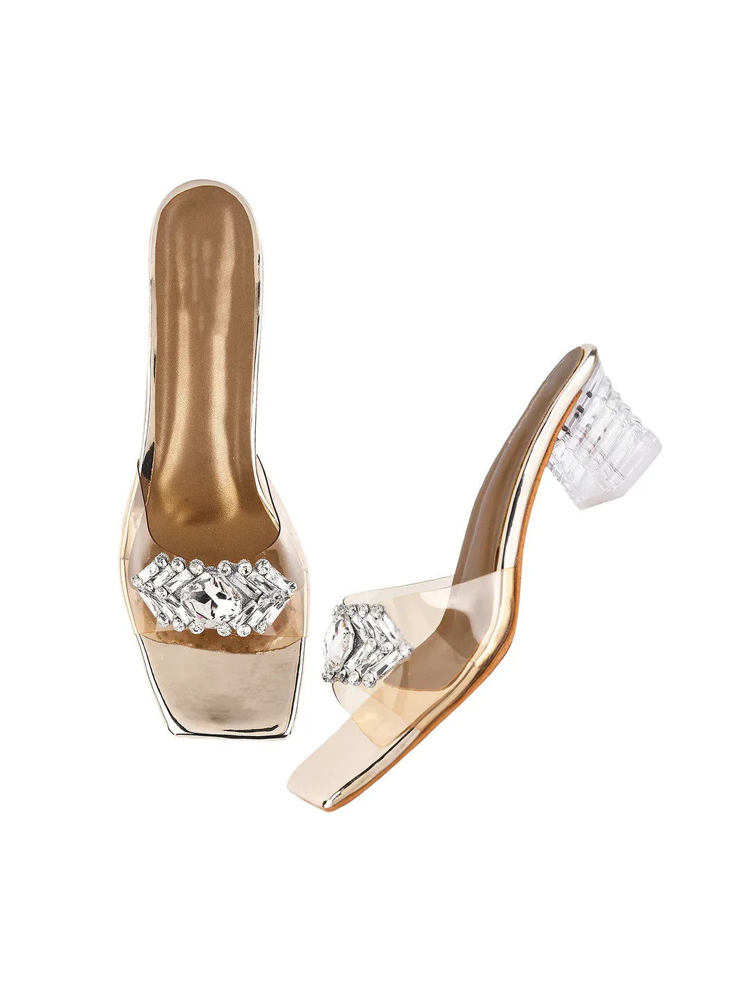 Elegant Crystal Buckle Heels