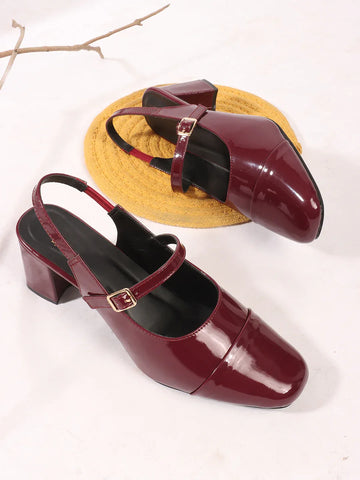 Classic Strap Detail Mid Heel Pumps