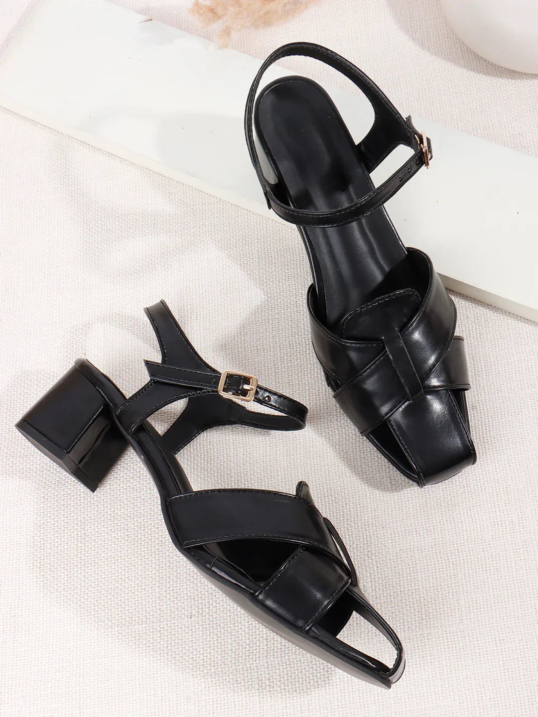 Minimal Strap Casual Block Heel Sandals