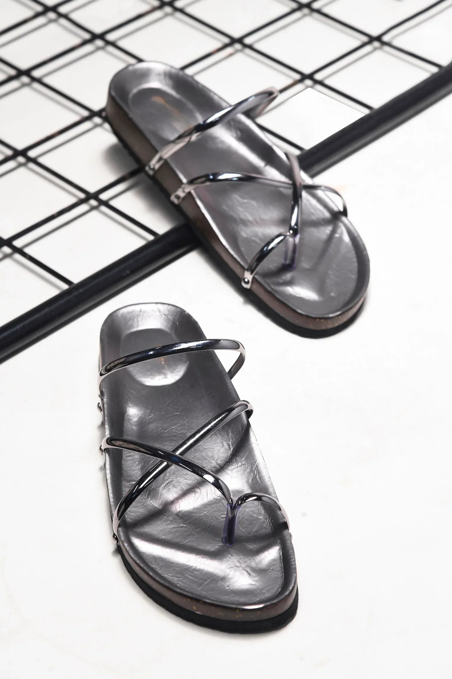 Minimal Luxe Metallic Slip-On Sandals