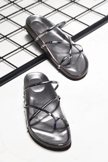 Minimal Luxe Metallic Slip-On Sandals