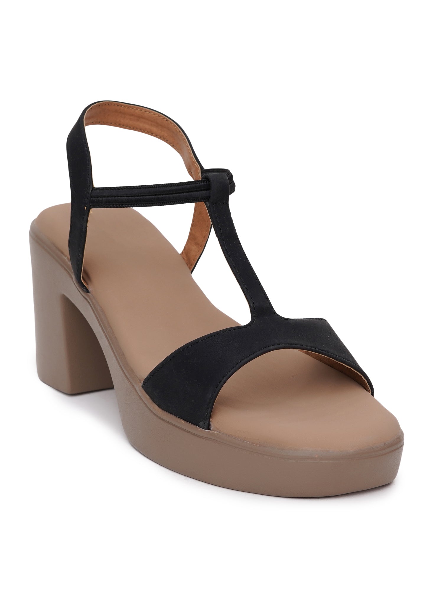 Exotic T-Strap Chunky Block Heel Sandals