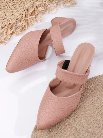 Glitter Strap Block Heel Sandals
