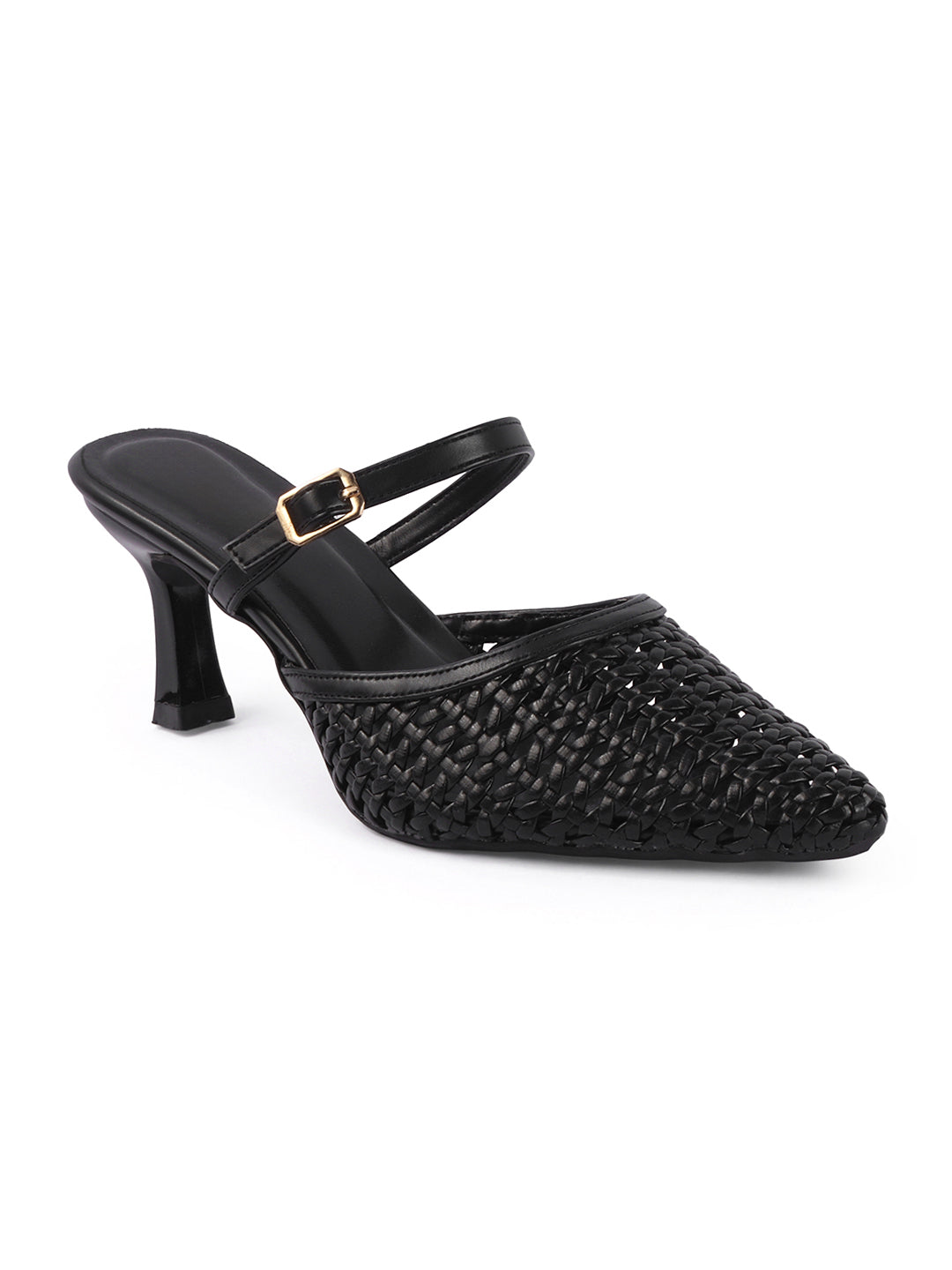 Muse Woven Pointed-Toe Kitten Heel Mules