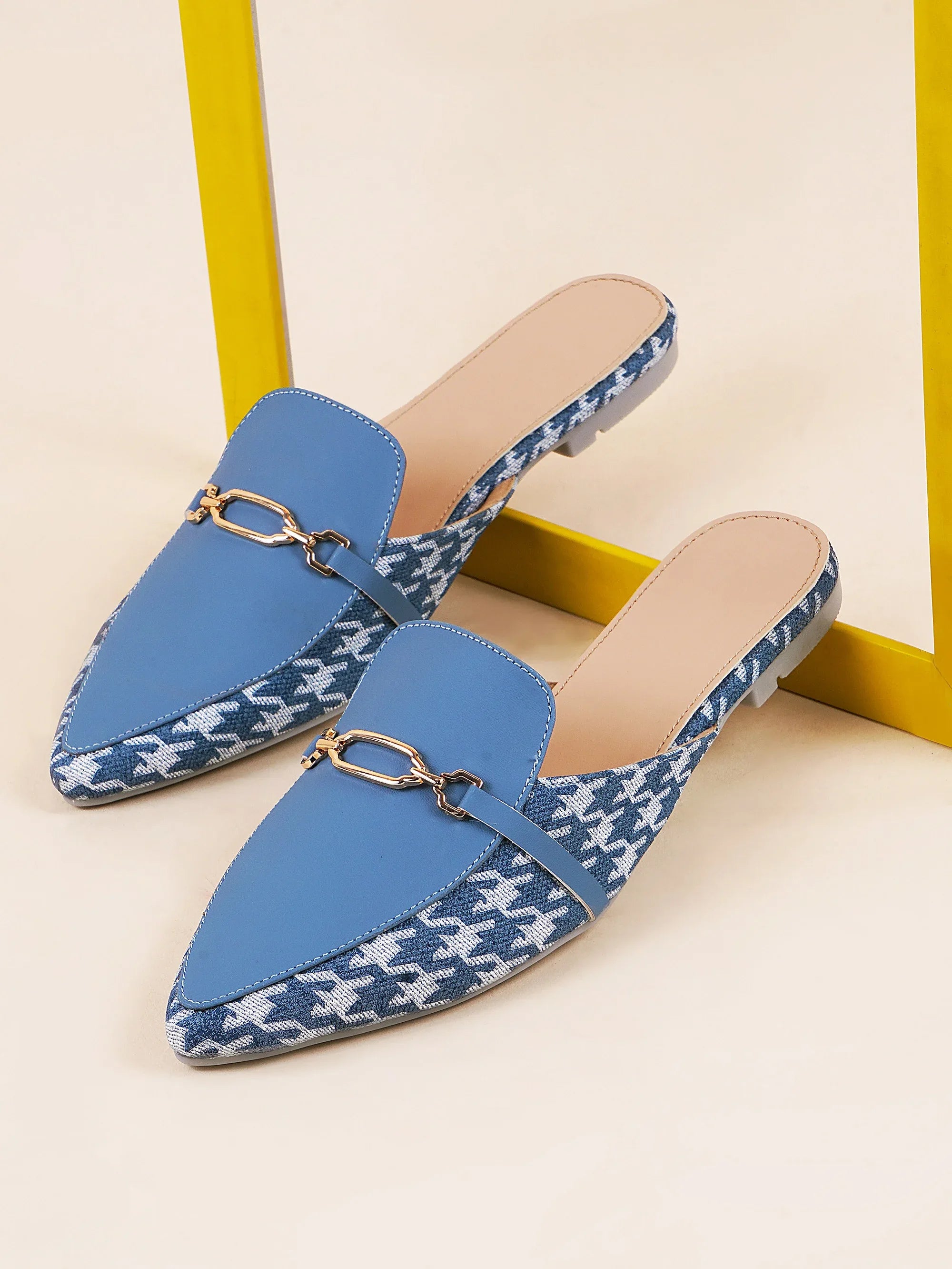 Printed Slip-On Mule with Metal Detail