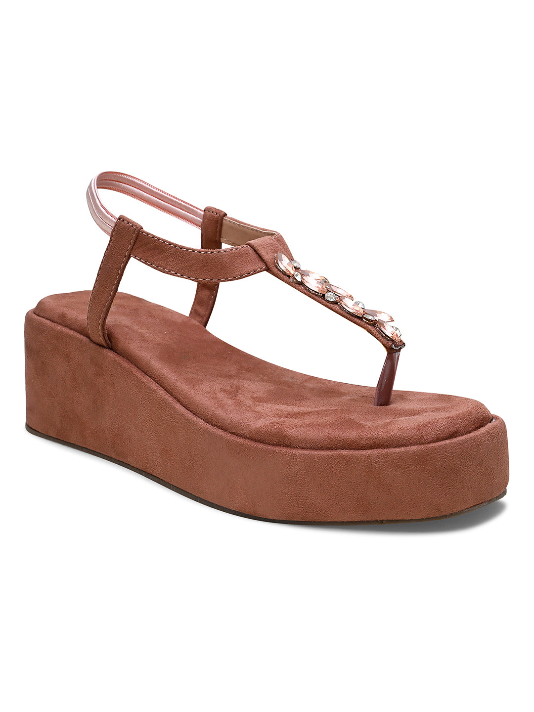 Crystal Embellished Detail Wedge Comfort Heels
