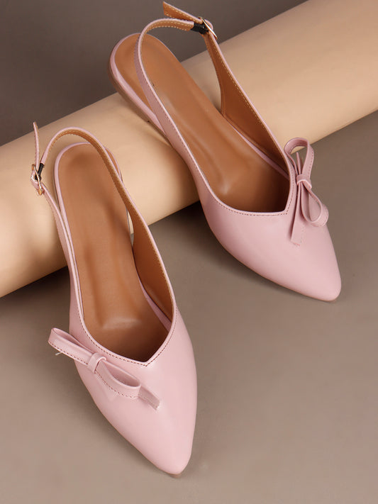 Glossy Pointed Toe Slingback Flat Mules