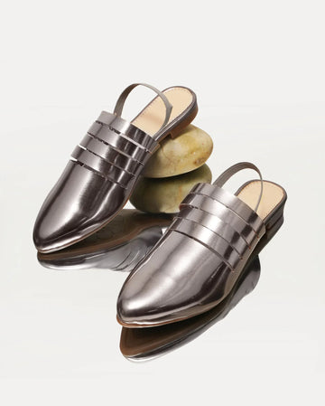 Women Metallic Slingback Mule with Pointed Toe