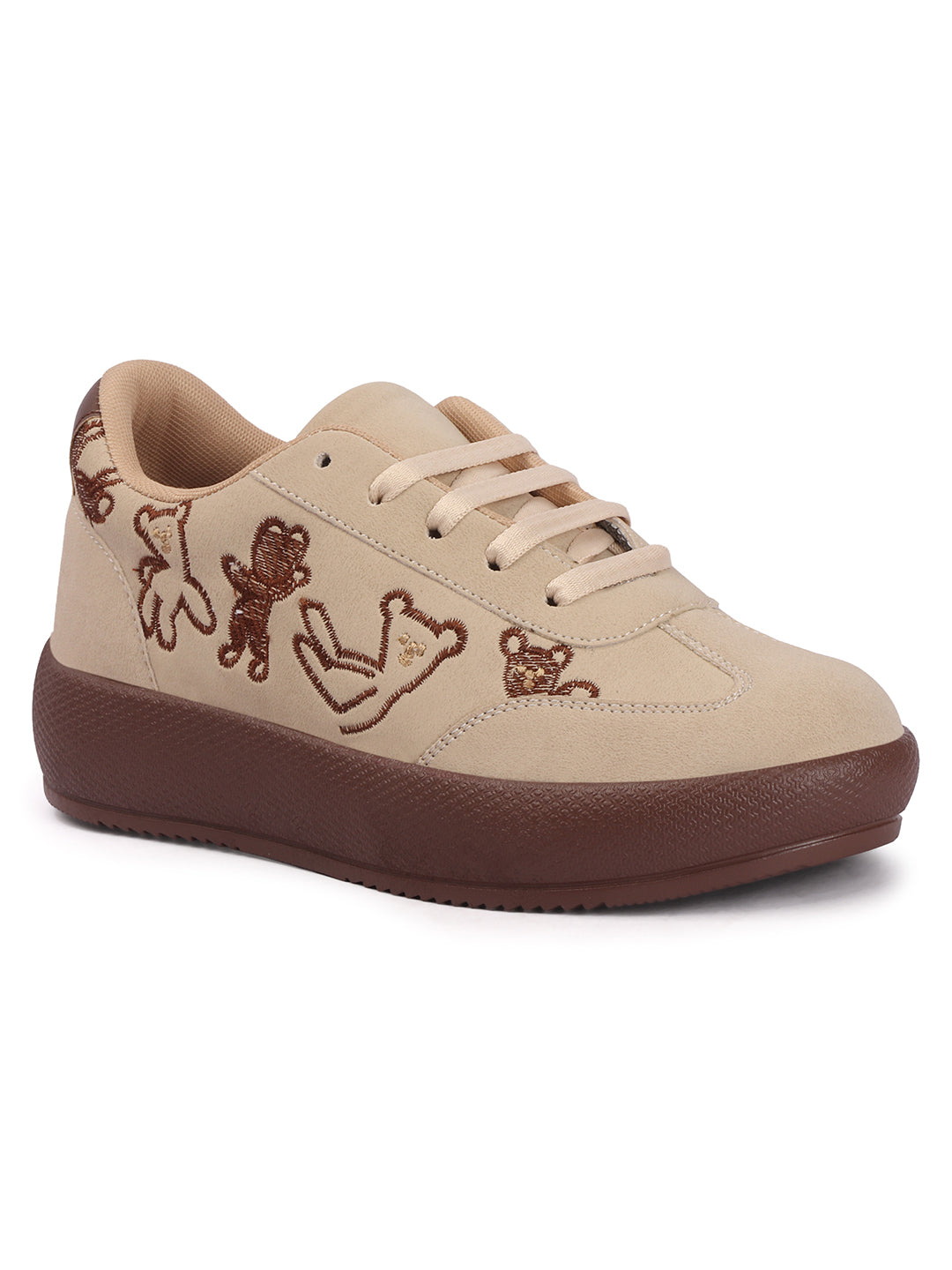 Trendy Teddy Embroidered Platform Sneakers