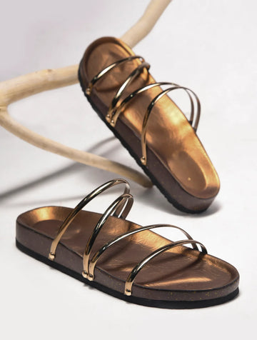 Elegant Spiral Strap Metallic Flats
