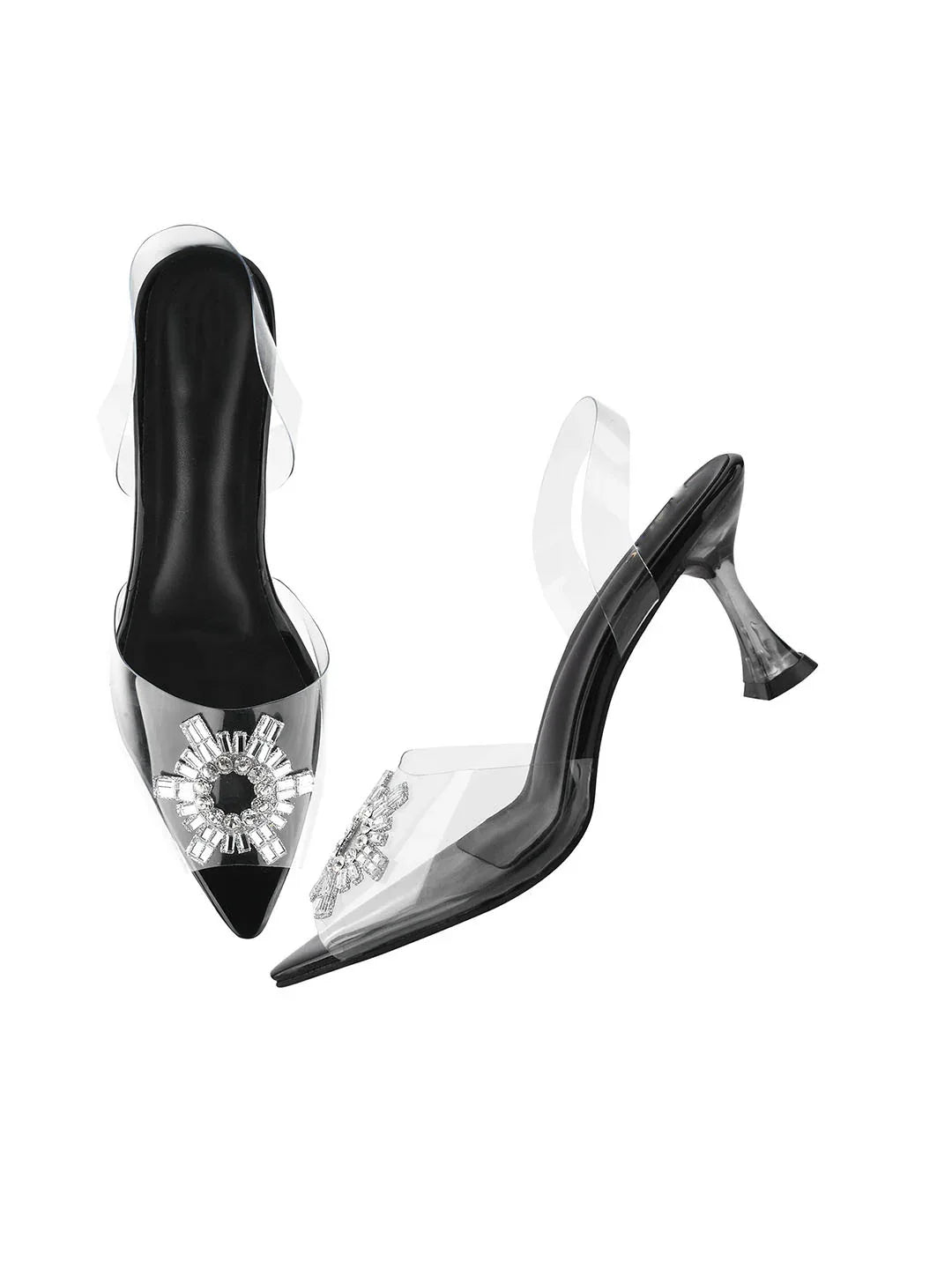 Diamond Accent Clear Heel Sandals