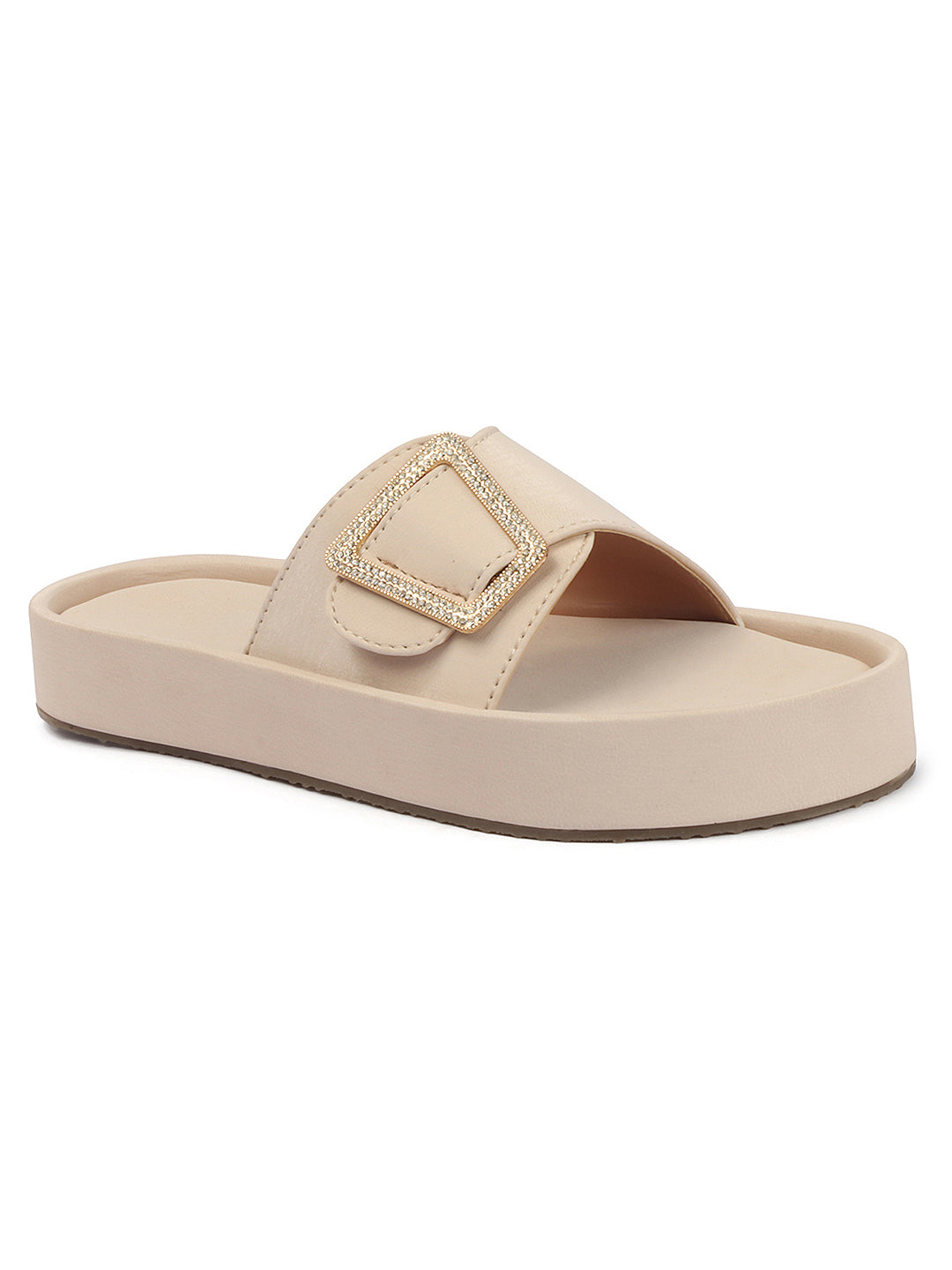 Minimal Buckle Slides Cushioned Everyday Comfort Flats